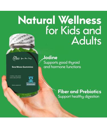 Eilin YHT Sea Moss Gummies with Bladderwrack Burdock Root - Boost Immunity Gut Health Metabolism Raspberry Flavor Vegan Friendly 60 Counts - Buy Online on GoSupps.com