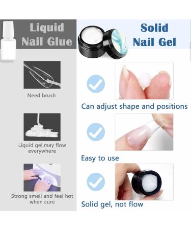 U-shinein 4x10ml Solid Nail Glue Gel - 4 Colors for Acrylic Nails & Press-On Nail Art | Long-lasting Manicure Gel - Color 01 - Buy Online on GoSupps.com