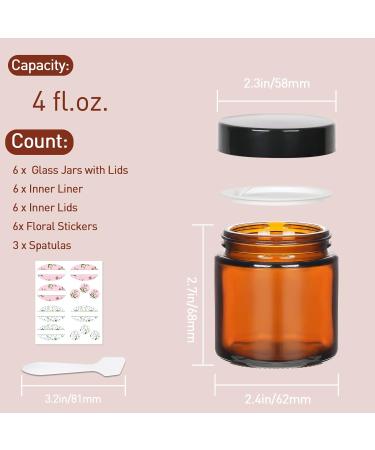 Yishik 4 oz Amber Glass Round Jars with Black Lids 6 Pack Empty Cosmetic Jars Face Cream Storage Containers for Powder Lotion Beauty Products Travel Favors Amber-4oz - Buy Online on GoSupps.com