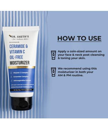 Dr. Sheth's Ceramide & Vitamin C Oil-Free Face Moisturizer | Enhances Glow & Strengthens Skin Barrier | Deeply Hydrates | Lightweight for All Skin Types | 1.76 Oz/50 g - Buy Online on GoSupps.com