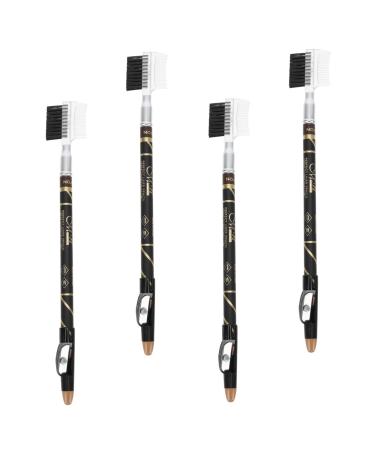 DOITOOL 4pcs Two-in-one Eyebrow Pencil Eyebrow Pen Pencil Eyeliner Eyebrow Pens Eyebrow Comb Brush