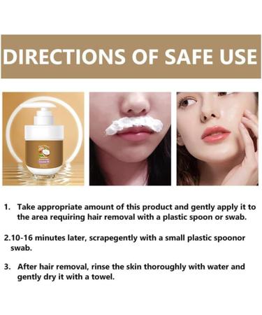 QFFYFZAL Coconut Oil Facial Hair Removal Cream Gentle Body Hair Remover Cream Fast Painless Soothing Depilatory for Sensitive Skin 2pcs - Buy Online on GoSupps.com