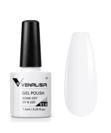 VENALISA Gel Nail Polish-Pure White Color Soak Off UV LED Nail Gel Polish Nail Art Starter Manicure Salon DIY at Home