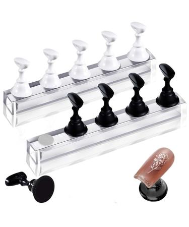 Magnetic Nail Tip Holder Acrylic Nail Display Stand Training Fingernail Display Stand Nail Tip Practice Stand Fingernails Display Stand Set of 2 Acrylic Nails Art Practice Stand