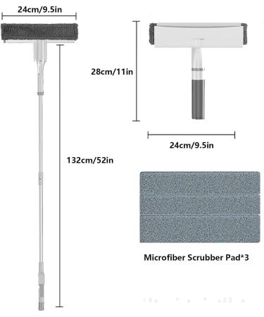 Spray Window Squeegee with Extension Pole with Sewage Collector and 3 Pads 4 in 1 Shower Glass Cleaner Squeegee with Extension Pole Car Window Cleaner Tool for Indoor/Outdoor Windows Car Glass - Buy Online on GoSupps.com