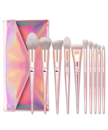 10 different brush head shapes suitable for free powder blush face foundation glare smudging eyeshadow etc. face makeup! Very fine synthetic fiber hair! Lightweight and comfortable professional.