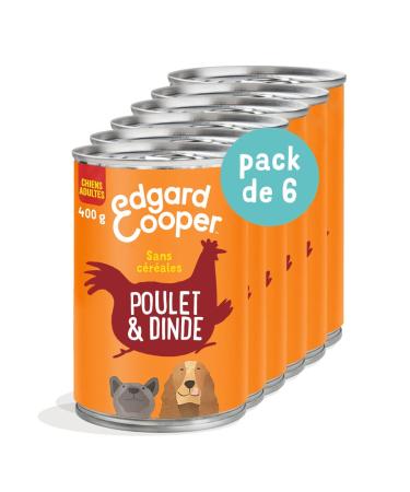 Edgard & Cooper Dog Food (Turkey & Chicken 400g x 6) Grain Free Fresh Meat and Quality Protein Real Ingredients for Dogs