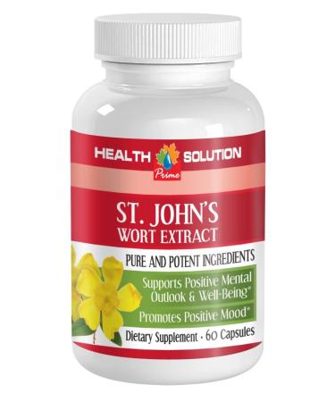 brain and memory booster - ST. JOHN'S WORT EXTRACT - PROMOTES POSITIVE MOOD with ginkgo biloba - gingko biloba with ginseng st. john's wort herb brain booster supplement focus pills 1B 60 Caps