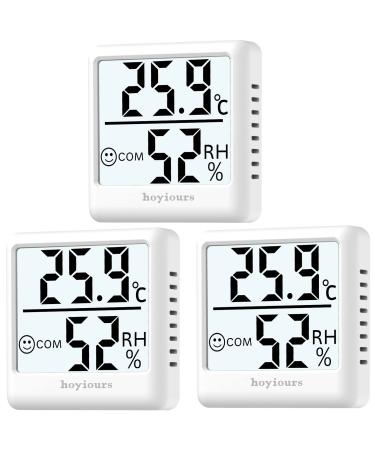 Hoyiours digital room thermometer 3 pieces of room temperature monitor and humidity meter room thermometer hygrometer white white * 3