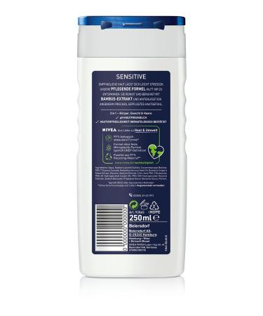 Nivea Men Sensitive Care Shower Gel 250ml - Refreshing & Nourishing Bamboo Milk for Sensitive Skin - Buy Online on GoSupps.com