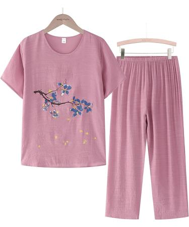 WILLBEST Women's Two Piece Outfit Lounge Sets Linen Short Sleeve Top with Lounge Pants Y2K Tracksuit Sets 3744-eaooh-e-pink 3XL - Buy Online on GoSupps.com