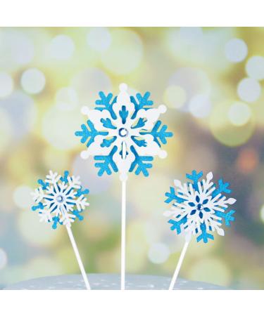 Personalised Cake Toppers Cake Decorations 3pcs/Set 3D Glitter Snowflake Cupcake Toppers Baby Shower Cake Decoration Christmas Birthday Decor Supplies (Color : Blu)