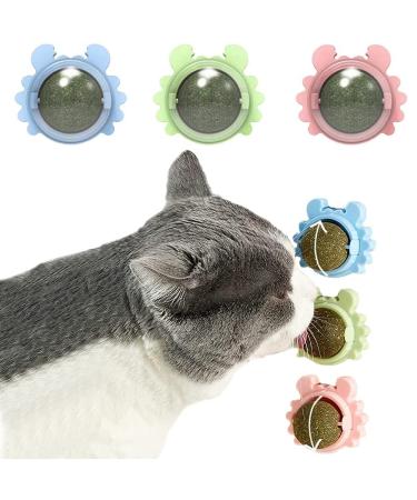 Kayina Catnip Wall Ball, 3-Piece Cat Toys, Edible Cat Licking Toy, Cat Chew Toy, Teeth Cleaning Cat Bite Toy, Rotatable Indoor Cat Toy, Cat Wall Decoration Crab