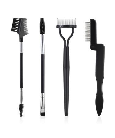4 Pcs Eyebrow Brush and Comb Eyelash Separator Tool Lash Comb Eyebrow Brush Professional Mascara Brushes Metal Teeth Spoolies for Eyebrows Eye Makeup Tools for Removes Clump Mascara