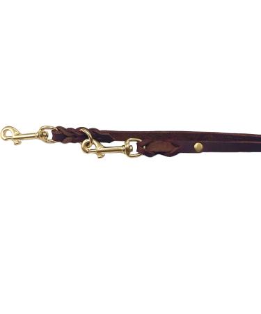 Dogeleine Adjustable Double Linen Dog Leash - Fat Leather Brass for Small & Large Dogs | 2m to 5m Lengths - Dark Brown - Buy Online on GoSupps.com