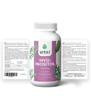 Myo-Inositol 500mg Capsules - 180 Vegan-Friendly Capsules | 3 Months Supply | Vita1  - Buy Online on GoSupps.com