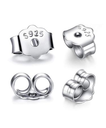 Hollosport S925 Sterling Silver Earring Backs Replacements for Posts,12Pcs/6Pairs Pierced Earring Backings Secure for Studs,Hypoallergenic Safety Locking Butterfly Ear Ring Stoppers 5.7X4.6X3mm