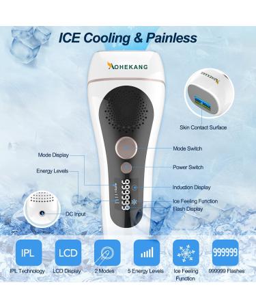AOHEKANG At-home Laser Hair Removal for Women - IPL Hair Removal Device with ICE Technology - Permanent & Painless Hair Remover for Facial, Armpits, Bikini, and Legs - Upgraded to 999,999 Flashes - White - Buy Online on GoSupps.com