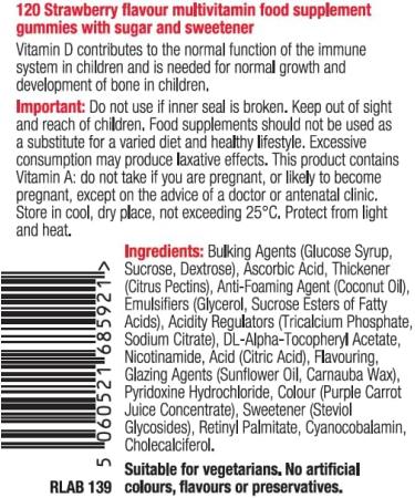 Vitawell Kids Multivitamin Gummies | 120 Strawberry Flavour Gummies | Monster Pack | 2 Months Supply | Two a Day Chewable Kids Multivitamin | 9 Essential Children s Vitamins | by Vitawell - Buy Online on GoSupps.com