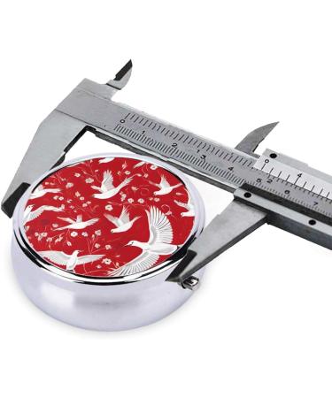 Two Cranes Chrysanthemums Mini Round Pill Box | 3 Compartment Portable Pill Organizer for Travel Home & Office - Buy Online on GoSupps.com