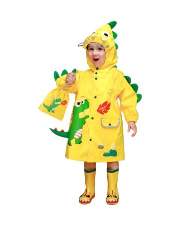 Barakara Kids Raincoat Waterproof Rain Poncho for Kids Toddler Rain Suit Puddle Suit Lightweight Reusable Hiking Hooded Rain Jacket with Safe Reflective Hape Yellow B L