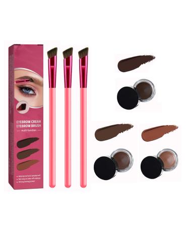 Eyebrow Brush Home Eyebrow Care Kit 4D Laminated 4D Laminated Brow Home-Grooming Kit 4D Hair Stroke Brow Stamp Brush with Eyebrow Cream (3Pcs-Mix)