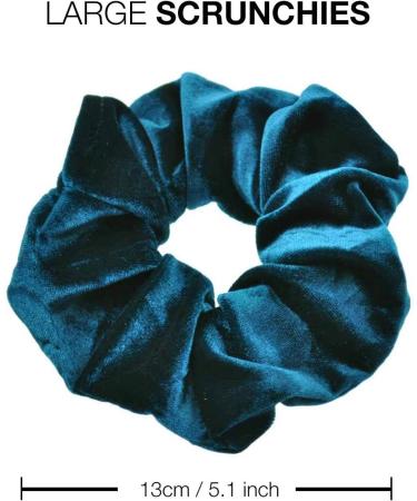 2 PCS Premium Large Velvet Hair Scrunchies in Teal Blue - Hair Ties Bands for Women, Girls, Kids - Updo Ponytail Bobble Scrunchy Holder - Buy Online on GoSupps.com