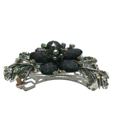 Set of 3 Sparkly Crystal Large Barrettes for Thick Hair - Jet Hot Pink and Aquamarine - Buy Online on GoSupps.com