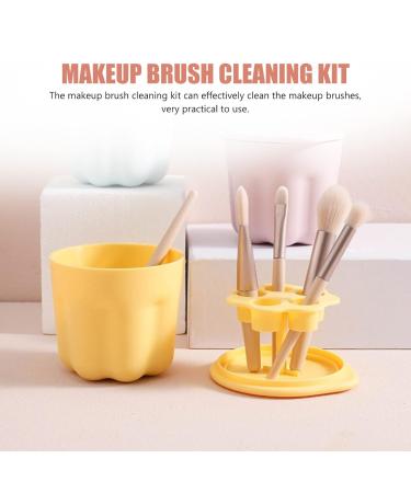 Premium Makeup Brush Cleaning Bowl Set - Ultimate Brush Cleaner & Scrubber Kit Yellow | International Shipping Available - Buy Online on GoSupps.com