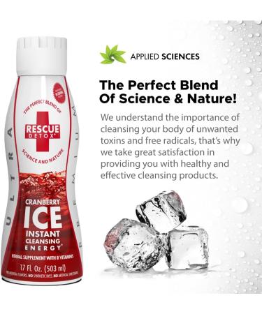 Rescue Detox ICE Cranberry 17 oz Concentrated Cleansing Drink | Works in 90 Minutes up to 5 Hours | With B Vitamins and Stevia - Buy Online on GoSupps.com