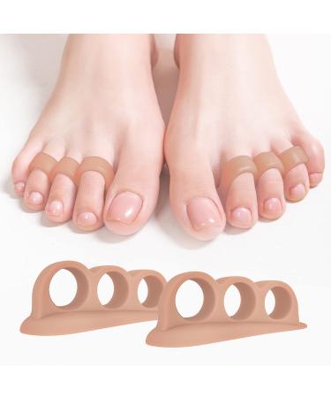 Hammer Toe Straightener - Hammer Toe Corrector for Women and Men - Gel Toe Separators for Overlapping Toes - Hammer Toe Splint Cushion to Correct Toes - 4 Pack Beige