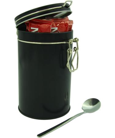 NY 3-in-1 White Coffee Sachets Individually Wrapped with Sugar 10 x 14g Bundle with Black Refillable Cannister and Latte Spoon Set for Home Desk or Travel - Buy Online on GoSupps.com