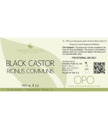 Organic Pure Oil OPO Jamaican Black Castor Oil - 8 OZ | 100% Pure Refined Cold Pressed Vegan Non GMO | Premium Grade for Hair, Body, Skin Care | Promotes Eyelash, Eyebrow, and Hair Growth - Buy Online on GoSupps.com