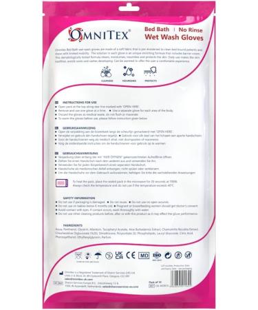Omnitex Premium Bed Bath Wet Gloves 50pk | Microwavable, with Dimethicone & Aloe Vera | Rinse-Free Incontinence Wipes in Glove Shape | Alcohol-Free | 5X 10pk - Buy Online on GoSupps.com