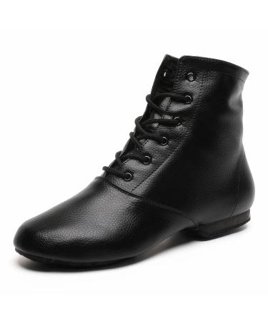 Black Split Sole Jazz Boots Leather Dancing Shoes for Girls Boys (Toddler/Little Kid/Big Kid) 4.5 Big Kid Black
