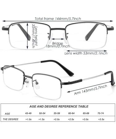 Lightweight Titanium Alloy Half-Frame Business Reading Glasses for Men | Blue Light Blocking 3.0x Gold Readers - International Shipping Available - Buy Online on GoSupps.com