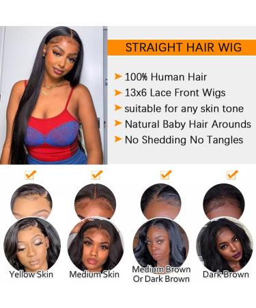 Dixtefo 30 Inch HD Glueless Straight Lace Front Wig 180% Density - Brazilian Virgin Human Hair for Black Women - Buy Online on GoSupps.com