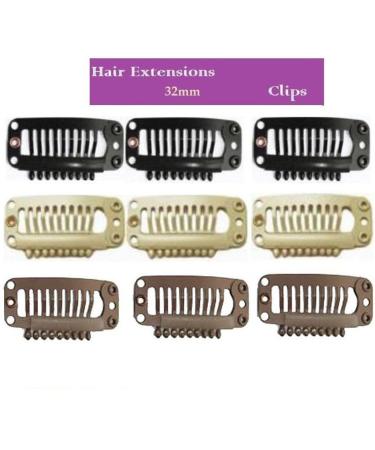 Perfeclan Set of 10 Brown 32mm Weft Clips for Hair Extensions - Durable Wig Clips for Easy Styling - Buy Online on GoSupps.com