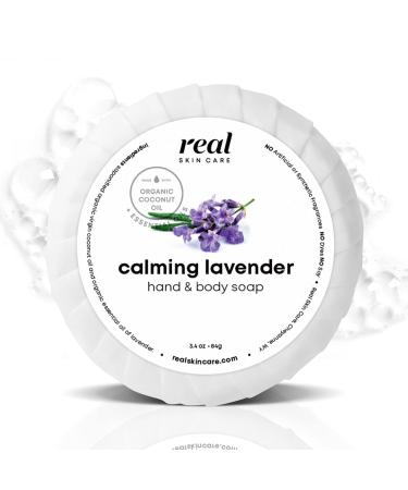 Real Skin Care Moisturizing Bar Soap With Coconut Oil | Calming Lavender | Natural Organic Bar Soap with No Chemicals Or Parabens | Foaming Hand Soap and Body Soap | Handmade Soap In the USA