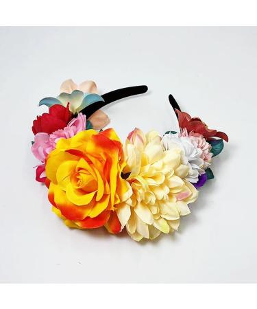 Mexican Rose Flower Crown Headband Halloween Party Flower Hairbands Costume Headpiece Headwear Floral Headgear for Halloween - Buy Online on GoSupps.com