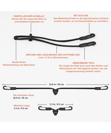 HX AURIZE Extra Long Adjustable Mask Holder - 4 Pieces - Black | Comfortable & Versatile Mask Extension for International Shipping - Buy Online on GoSupps.com