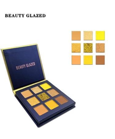 Beauty Glazed 9 Colors Shine Diamond Eyeshadow Palette - Waterproof Shimmer & Glitter Make-up #09 Lemon | Professional Nude Pigments for Flawless Looks - Buy Online on GoSupps.com
