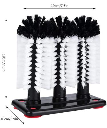 3 Brushes Bar Glass Washer Bar Glass Cups Washer for Sink 3 Way Glass Washing Brushes with Suction Cup Base - Buy Online on GoSupps.com
