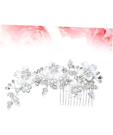 Angoily Tiara Wedding Hair Comb Wedding Headpiece Flower Leaf Hair Comb Pearl Diamond Hair Comb Bridal Headdress Bridal Hair Comb Mosaic Alloy Bride - Buy Online on GoSupps.com
