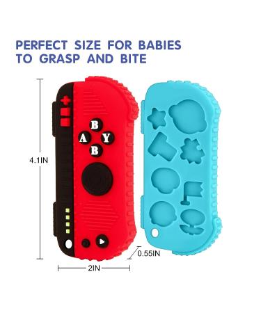Silicone Baby Teething Toys - Game Controller Teether for Babies 0-12 Months - Sensory Exploration and Teething Relief - Blue & Red - Buy Online on GoSupps.com