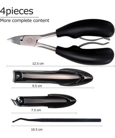 Premium Large Nail Clippers Set for Women and Men - Sharp Toenail and Fingernail Clippers (4Pcs) - Buy Online on GoSupps.com