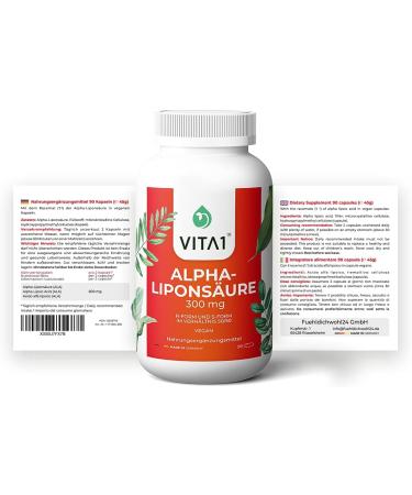 Buy Vita1 Alpha-Lipoic Acid ALA 300 mg - 90 Vegan Capsules | 50% R & 50% S Formula | International Shipping Available - Buy Online on GoSupps.com