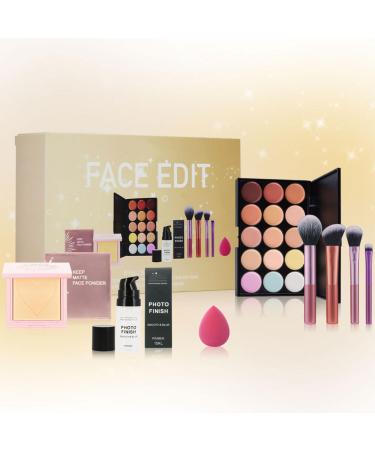 Make Up Set Professional Makeup Set All In One Make Up Set For Women Make Up Kit Includes 15 Colors Concealer Palette Face Pressed Pworder Makeup Sponge Smooth & Blur Primer Makeup Brushes
