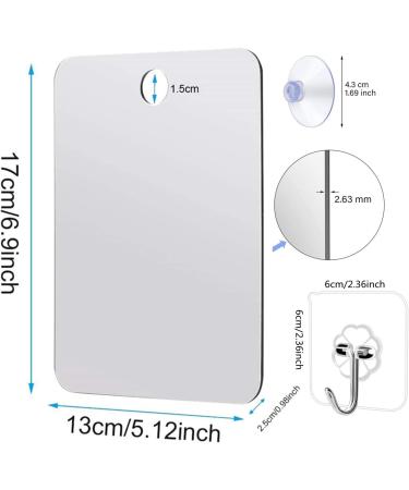 Zhinan Anti-Fog Shower Mirror - Fogless Bathroom Shaving Mirror for Makeup and Shave - Portable and Shatterproof with Removable Adhesive Hook - Buy Online on GoSupps.com