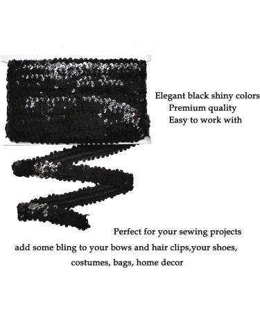 Levylisa Black Sequin Trim Glitter Stretch Paillette Lace Applique - 10 Yards - Buy Online on GoSupps.com